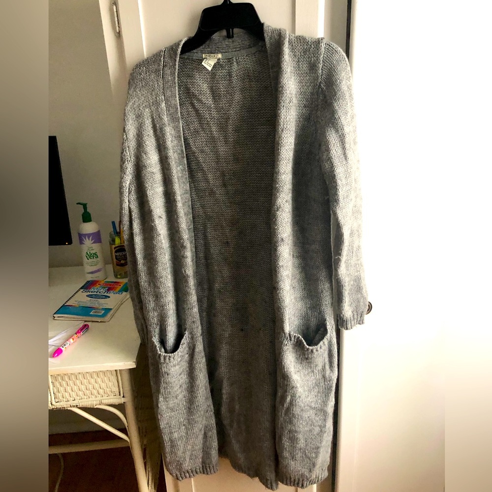 Gray wooly cardigan
